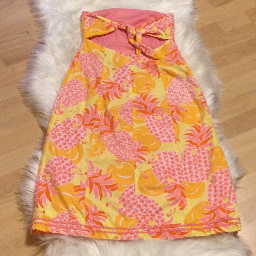 Vintage Lilly Pulitzer Dress Sunrise Pina Colada Print Sabrina Strapless… - Picture 3 of 10